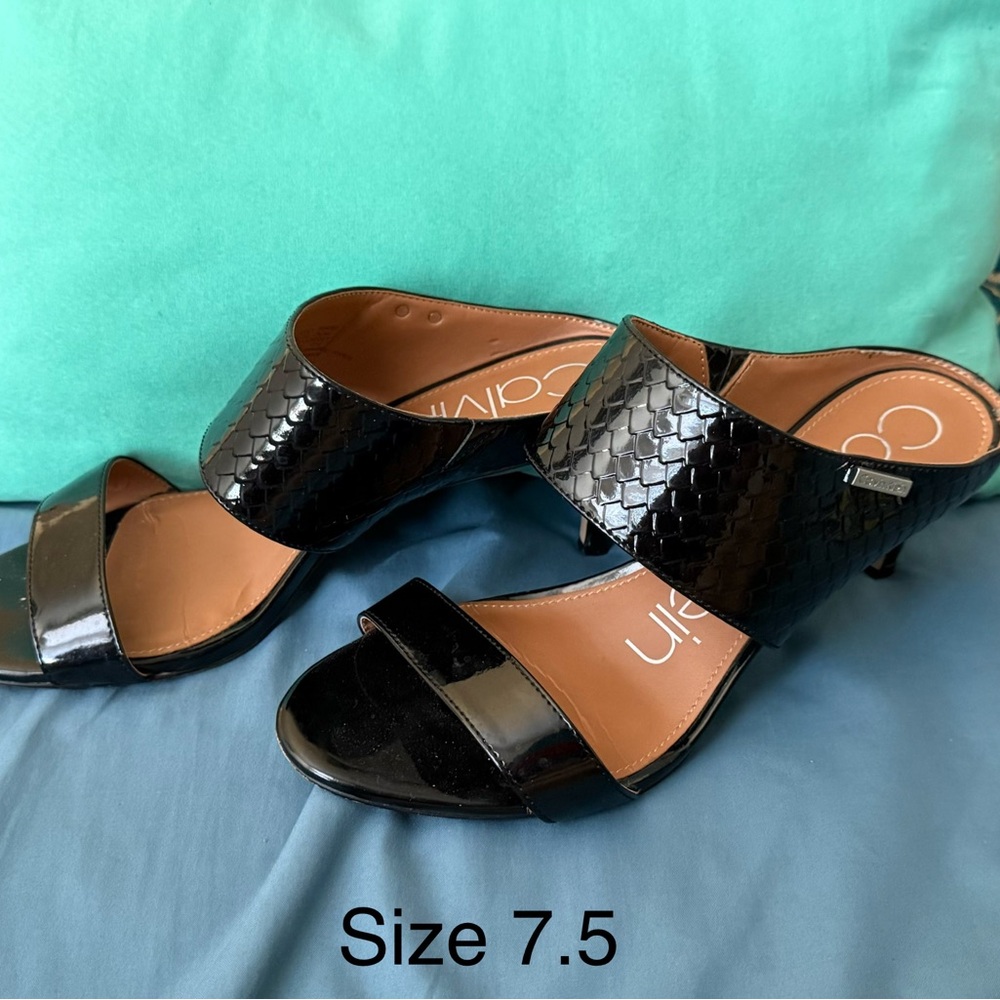 Calvin Klein Black Textured Mules